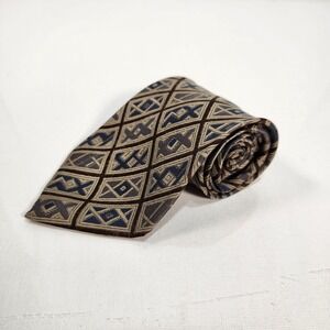 Bachrach Mens Necktie 60"  Blue / Gray / Brown Made In Italy